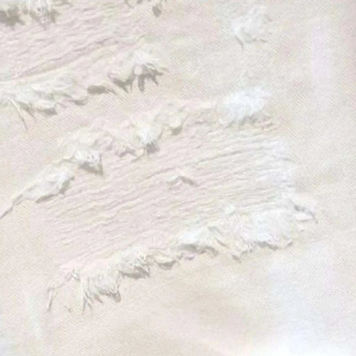 White men's distressed denim shorts