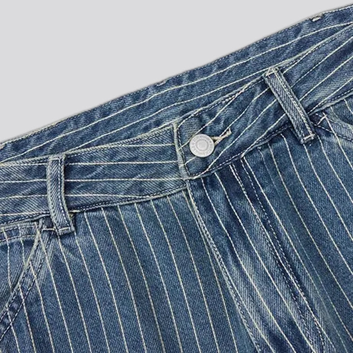 Casual midweight striped worker jeans for men