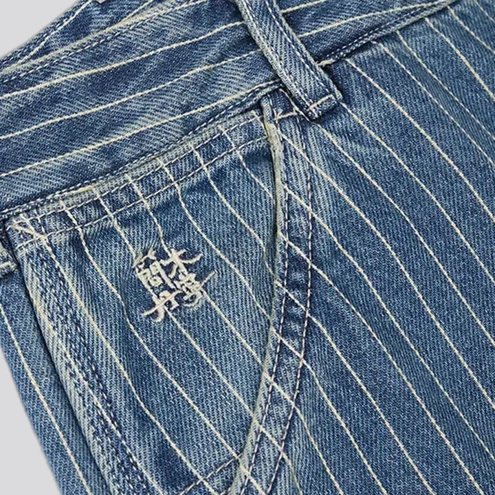 Casual midweight striped worker jeans for men