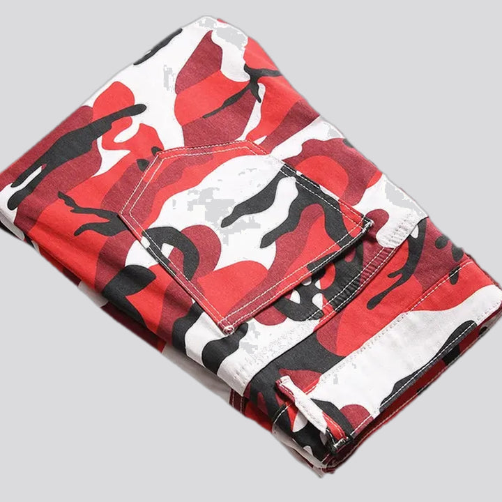 Elastic stylish camouflage men's jeans pants