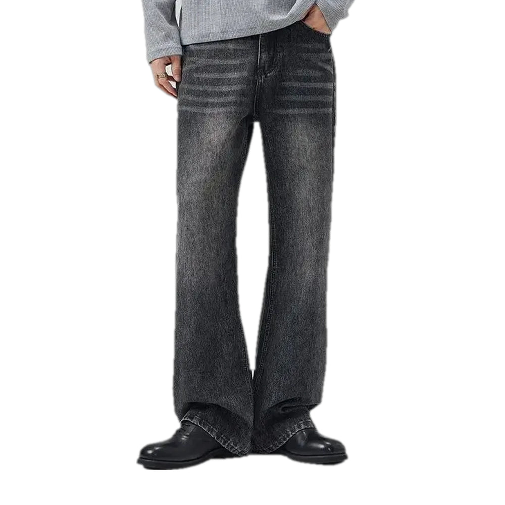 Fashionable Bootcut Creased Men's Jeans - Grey