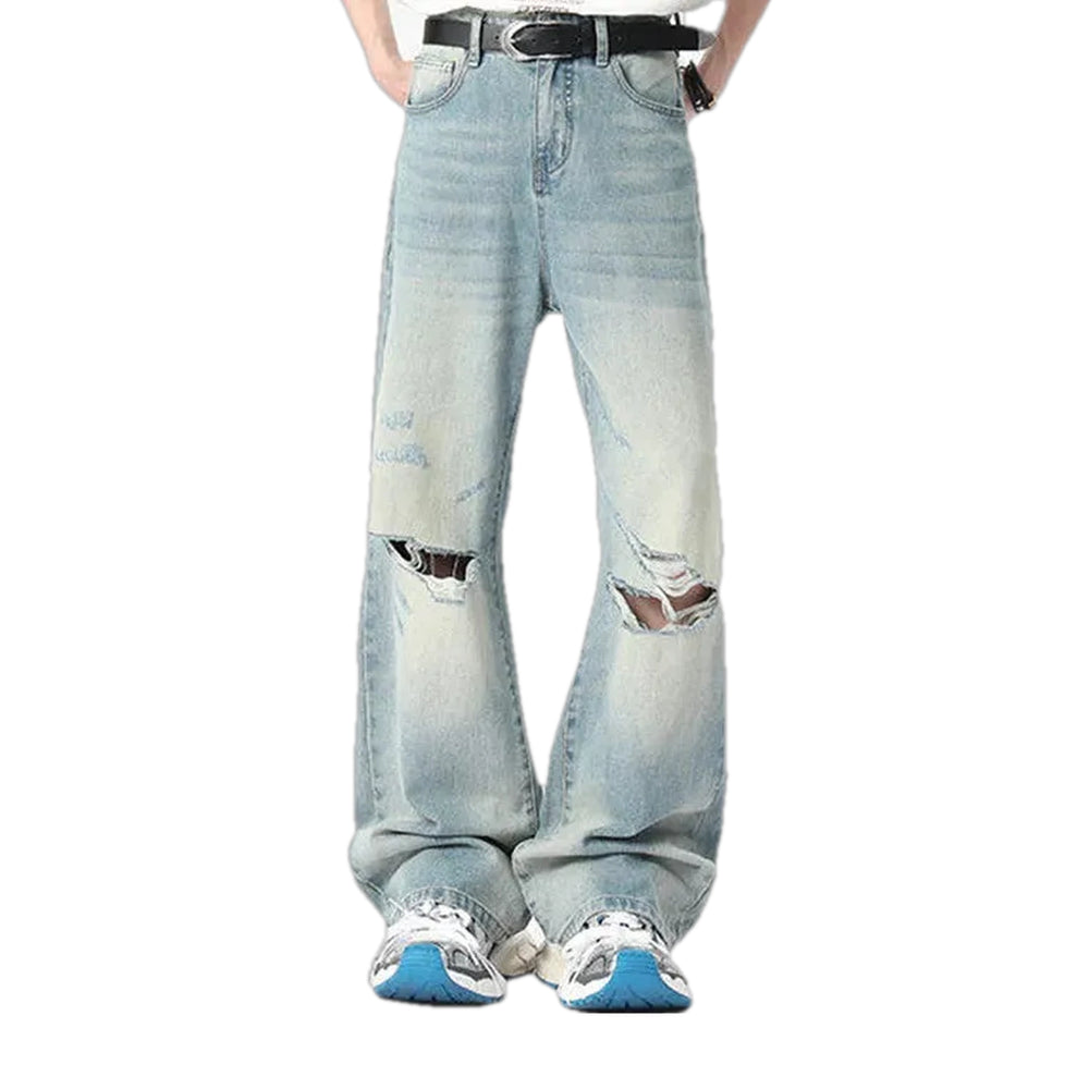 Midweight Distressed Jeans for Men - Light Blue