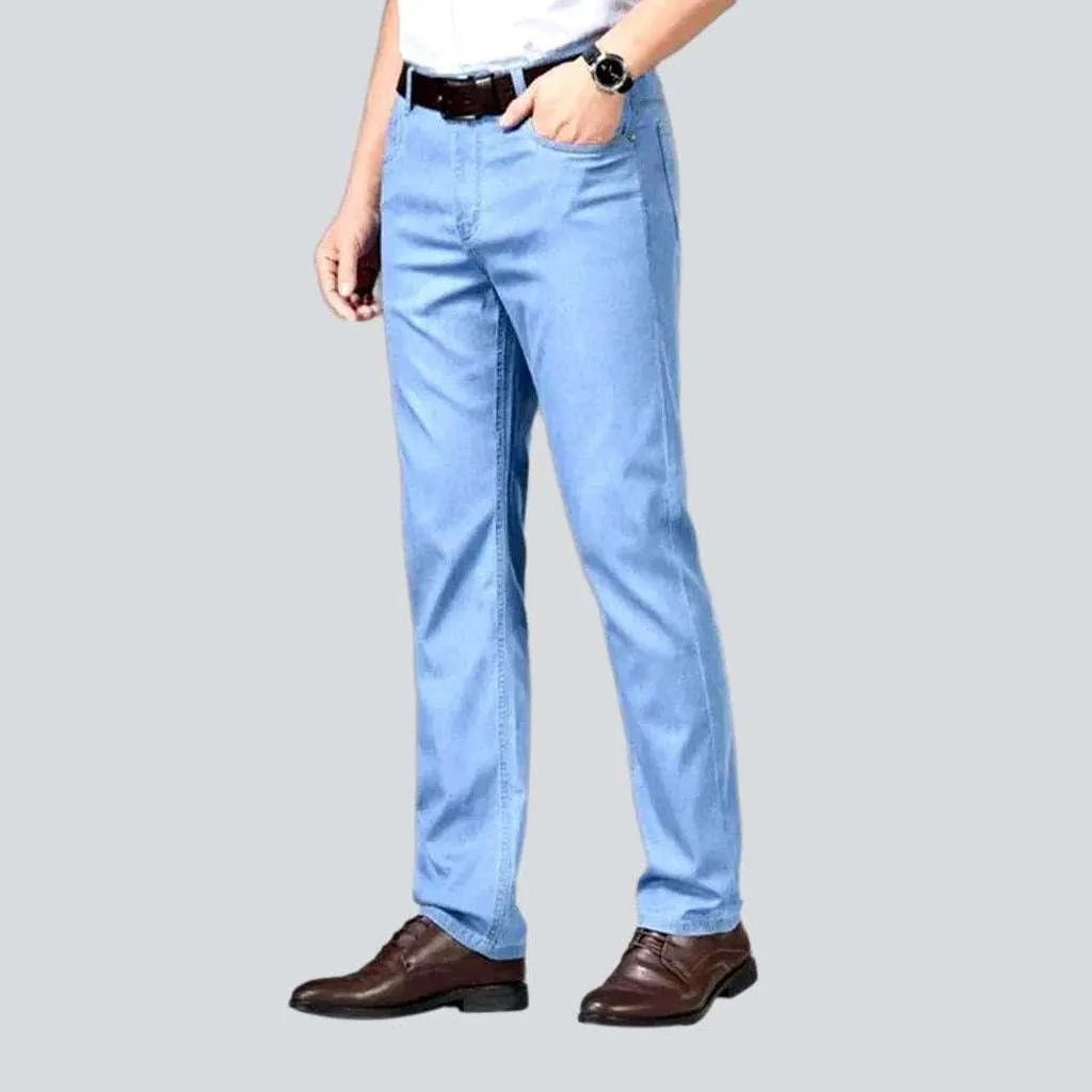 Monochrome blue elastic men's jeans