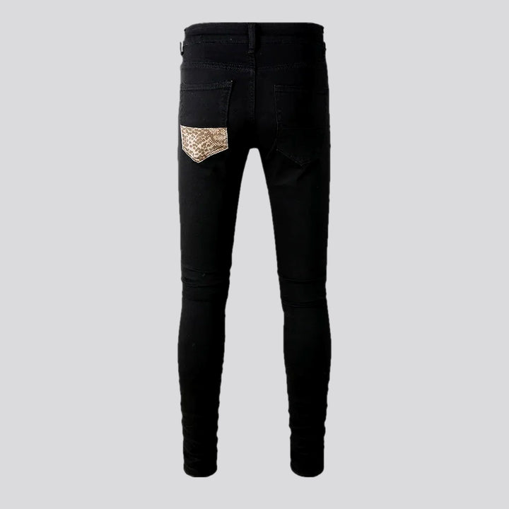 Skinny ripped boho style jeans for men