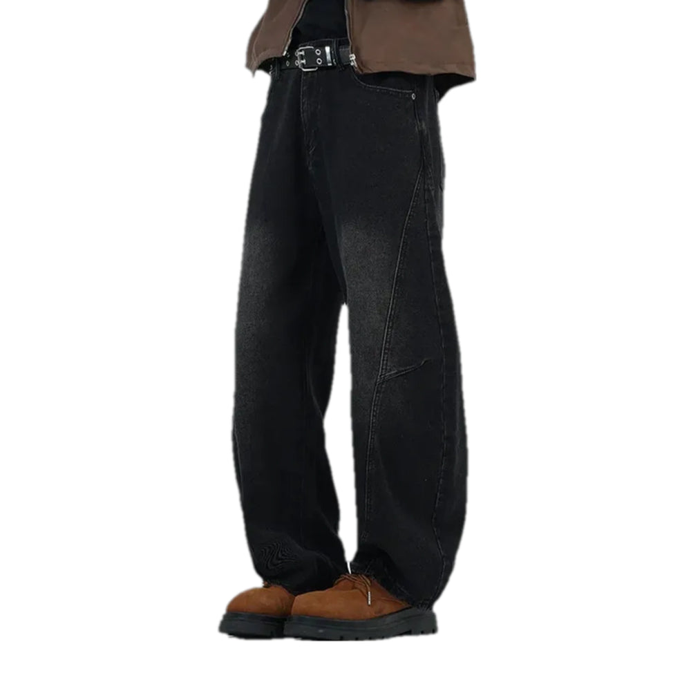 Boho Panneled Vintage Men's Jeans - Black
