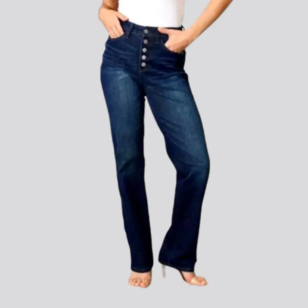 High-waist exposed-buttons jeans for women | Jeans4you.shop